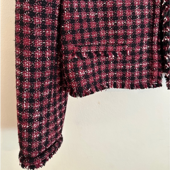 New Hugo Boss Johella Modern Tweed Cotton Blend Jacket. Red. Size 4 - Picture 12 of 15